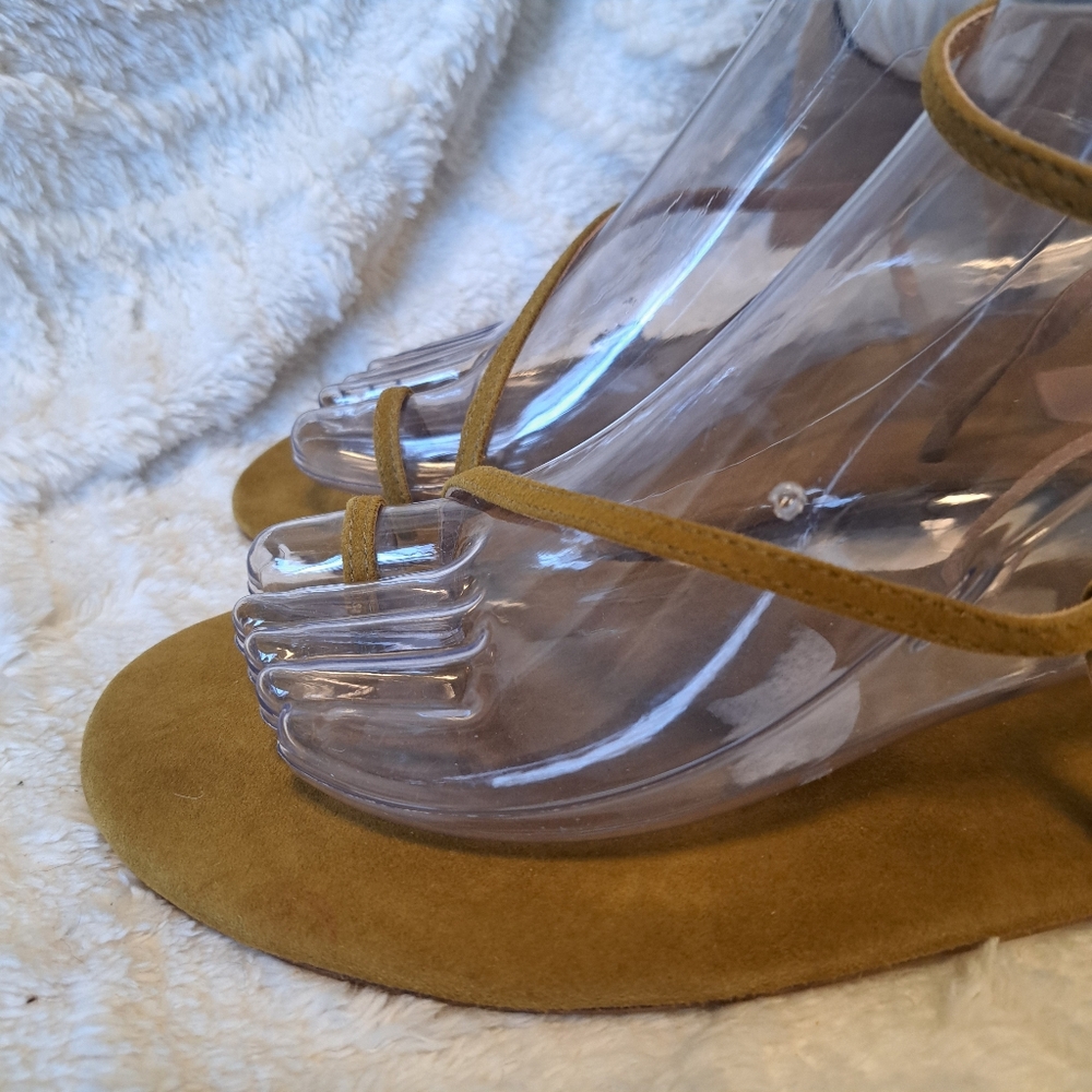 Doen Bare Sandals Strappy Leather Flat Toe Strap Minimalist Oak Tan Sz  41/ 10.5 - Picture 8 of 15